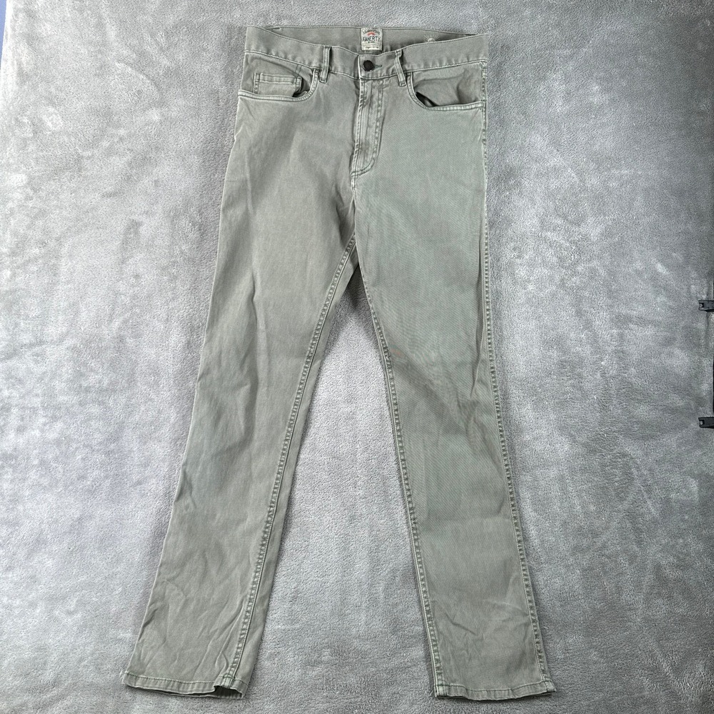 Faherty 5 Pocket Pant Men 30x30 Sage Green Organic Terry Cotton Stretch Slim